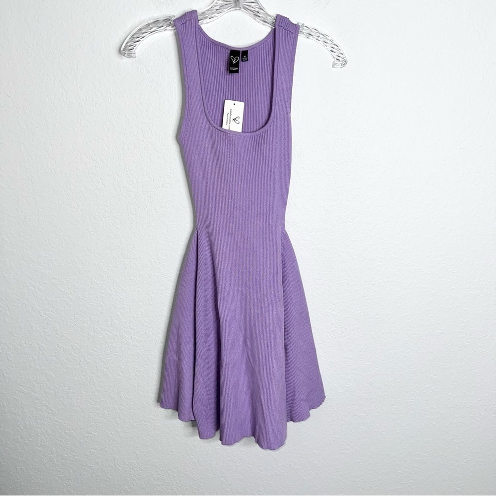 Windsor Dress Womens Medium Fit & Flared Skater Knit Ribbed Lavender Purple Q
